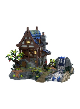 SETbricks积木中世纪铁匠屋街景摆件高砖零件MOC拼装益智玩具礼物