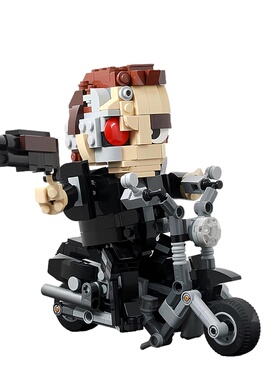 SETbricks终结者T-800+摩托模型手办MOC-166963拼装摆件玩具