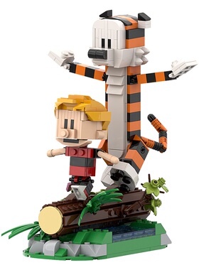 SETbricks积木加尔文和霍布斯跳跳虎动漫角色摆件玩具儿童礼物