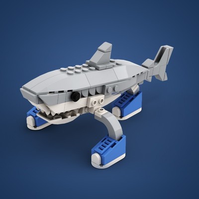 AI山海经鲨鱼积木玩具