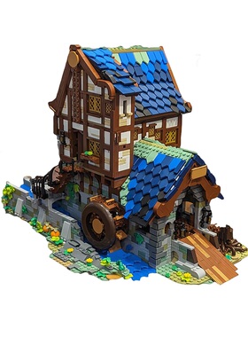 SETbricks积木中世纪锯木厂街景摆件手办拼装组装玩具模型