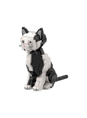 SETbricks积木黑白小猫cat模型组装拼装摆放高砖零件MOC玩具