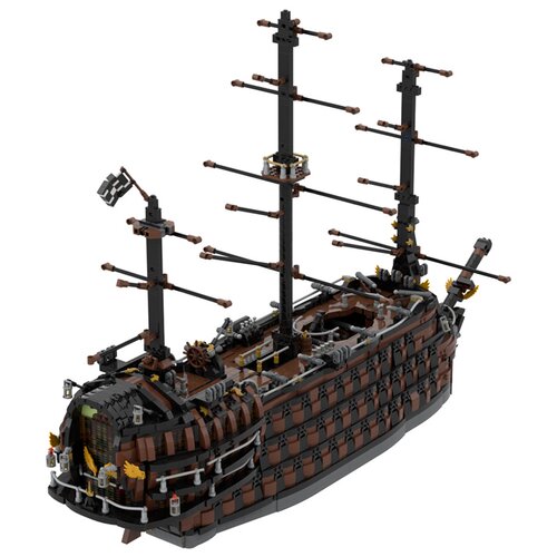SETbricks棕色海盗船小颗粒拼装积木兼容益智儿童玩具套装礼品