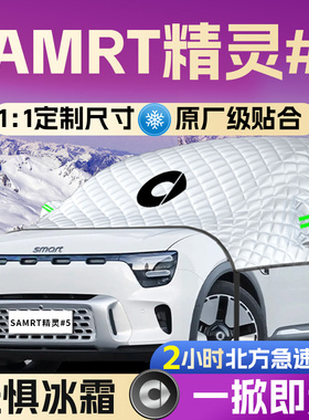 smart精灵五号#5奔驰斯玛特汽车遮雪挡前挡风玻璃防雪防冻防霜罩