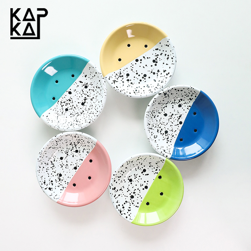 土耳其KAPKA泼墨搪瓷沥水肥皂盒卫生间浴室香皂盒创意收纳盘托盘