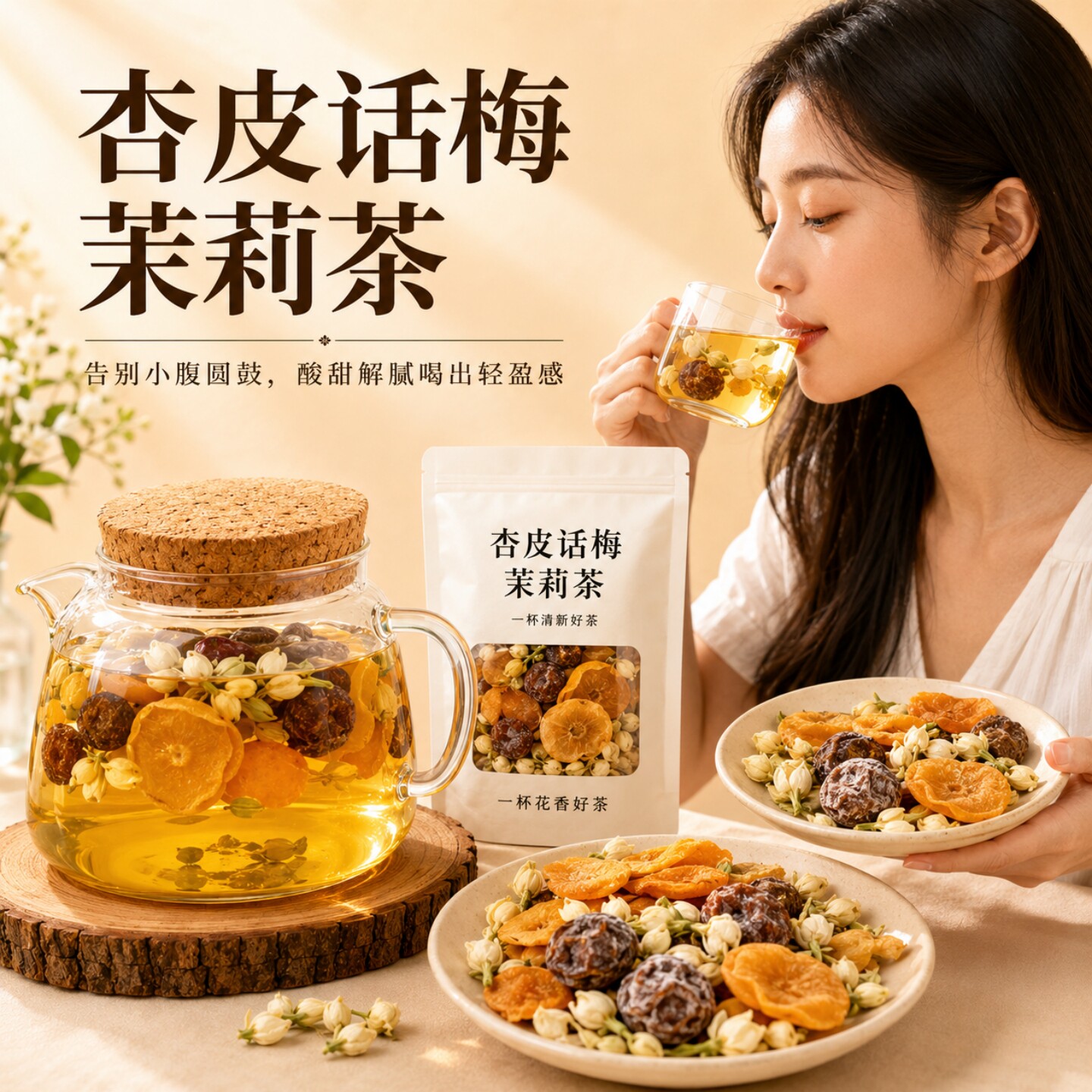千草荟茉莉杏皮话梅茶小红书同款果茶泡水喝独立小包装官方旗舰店