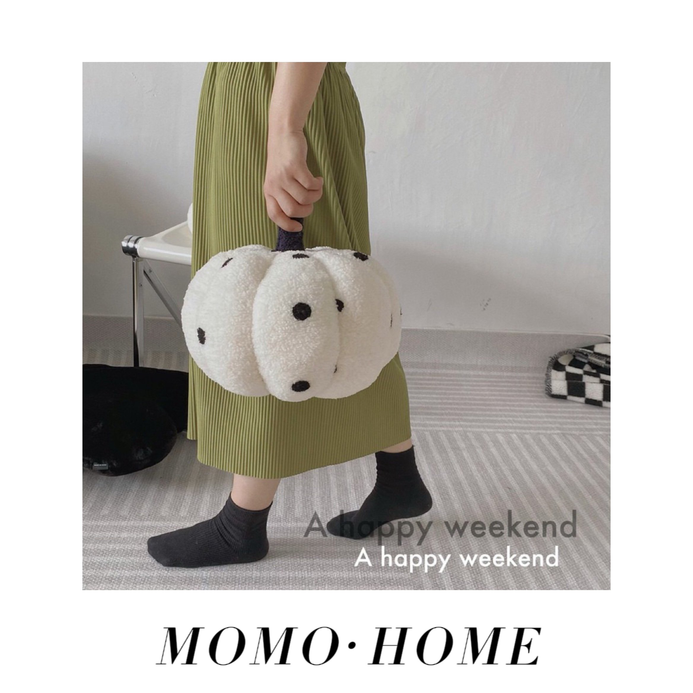 MOMO 小红书 ins北欧轻奢风格波点沙发靠垫毛绒南瓜玩偶