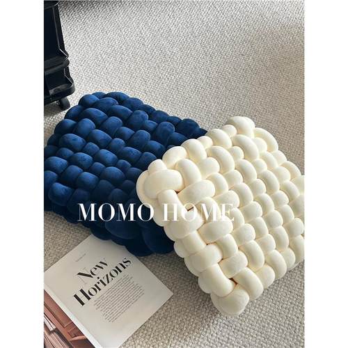 MOMO HOME北欧ins抱枕方形编织椅垫坐垫沙发靠背毛绒靠枕