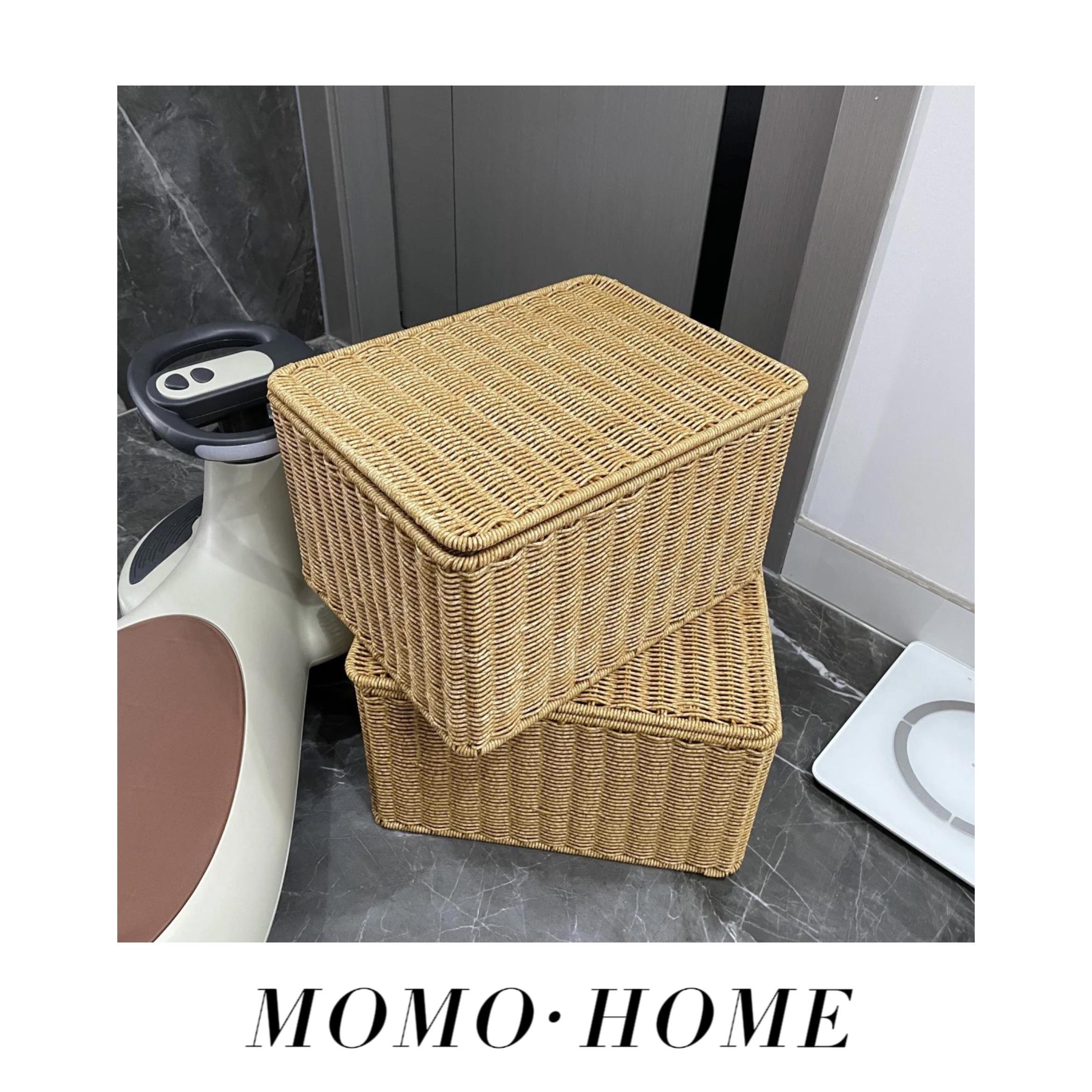 MOMO HOME家居网红收纳箱大号手工藤编收纳盒整理箱子