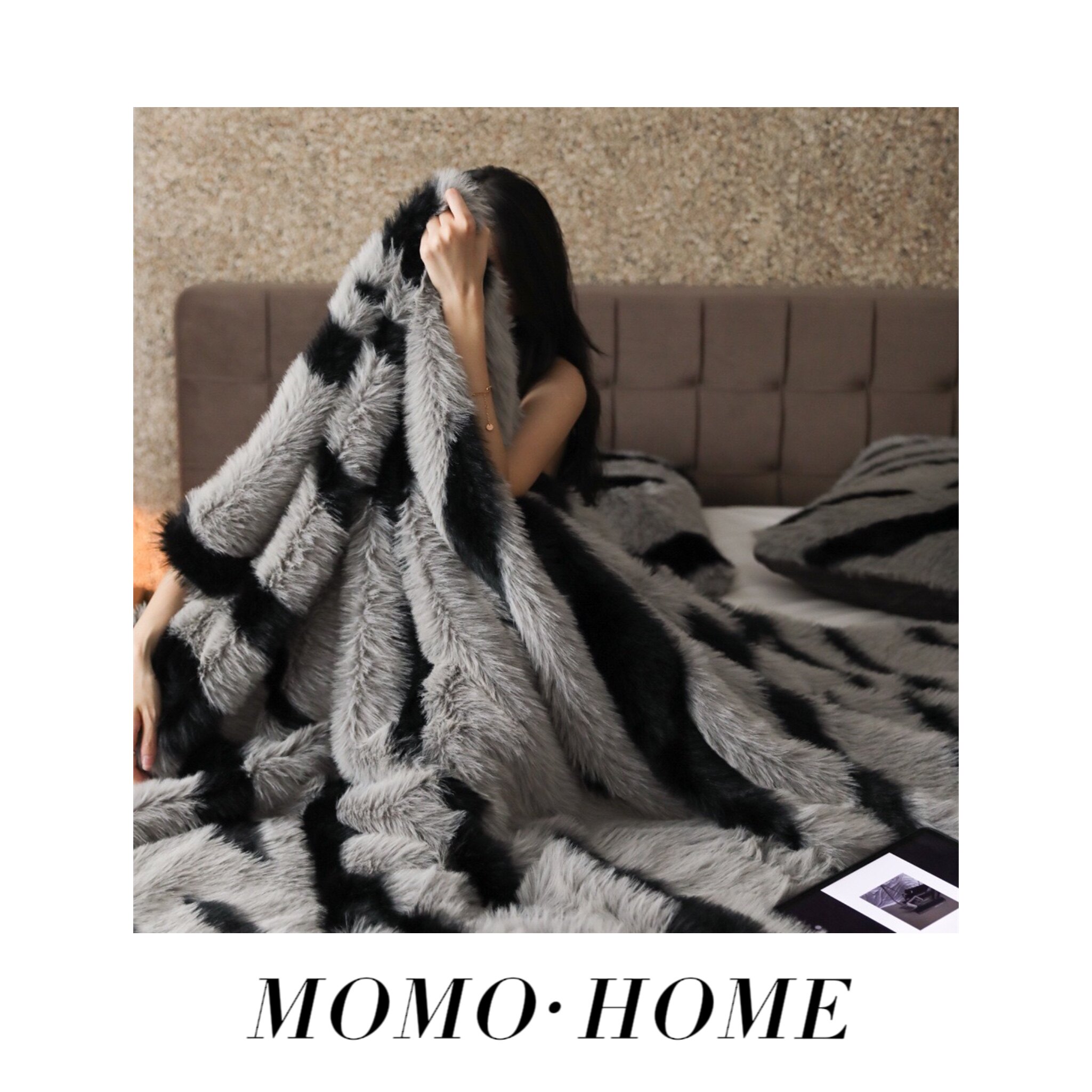 MOMO HOME家居 高级都市风阿尔坦长毛毛毯狐狸毛时尚皮草毯