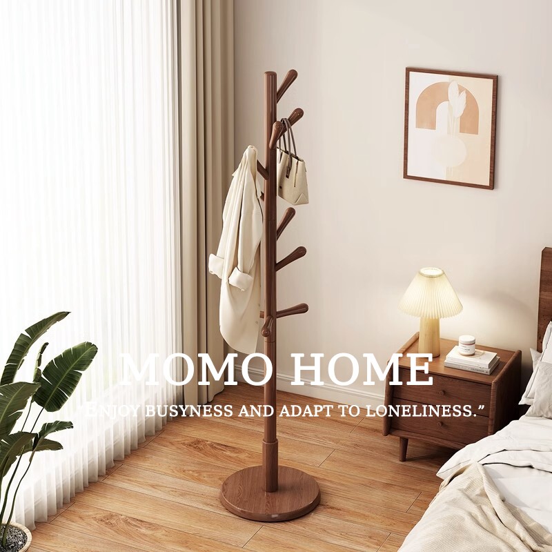 MOMO HOME家居实木衣架落地卧室衣帽架家用挂衣架立式小型衣服架
