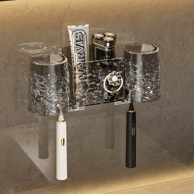 MOMO HOME家居牙刷置物架免打孔壁挂式轻奢漱口杯电动牙刷化妆室