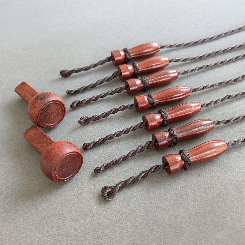 古琴通用科檀琴轸雁足精雕柯檀七星轸莲花足穿好绒扣斫琴配件