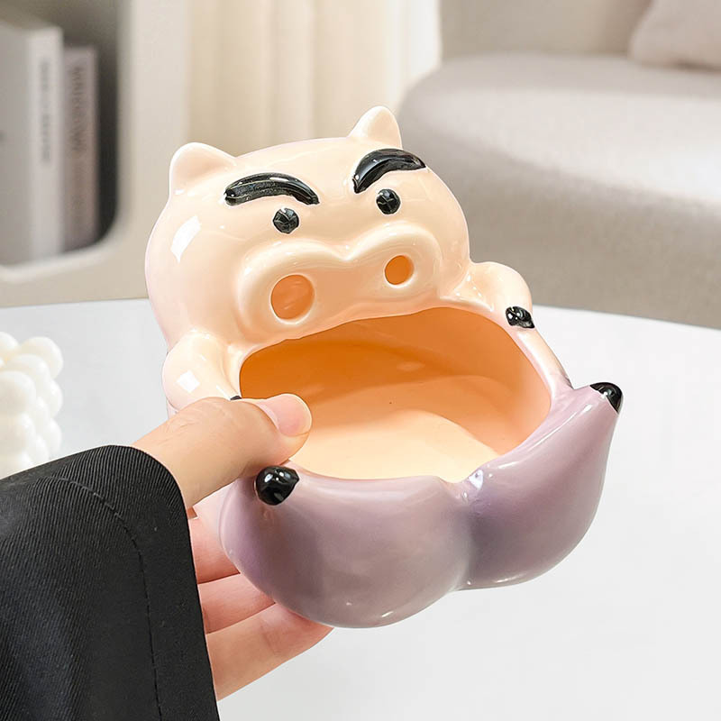 陶瓷肥嘟嘟左门卫小猪烟灰缸防飞家用客厅办公室创意烟缸摆件