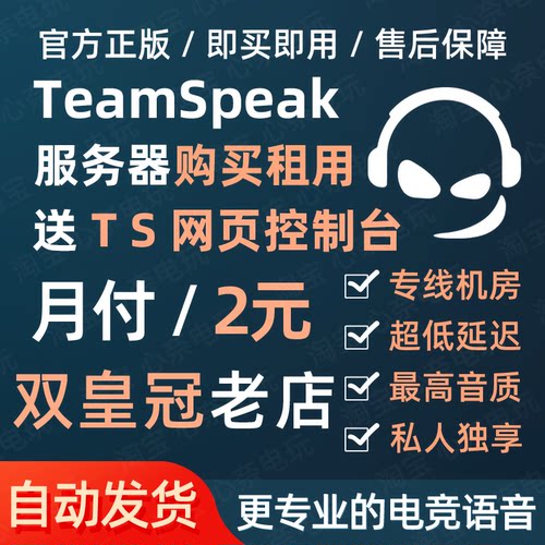 TeamSpeak服务器 低延迟高音质 TS语音服务器 支持 TS3 TS5 TS6