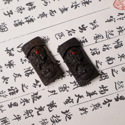 沉香木扎基拉姆女神长牌通孔配件 DIY文玩手串手链串珠配件配饰
