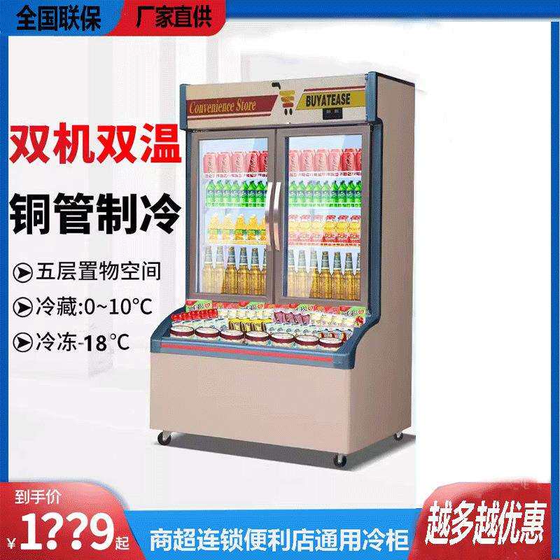 子母冷冻柜便利店商用冰柜立式冷藏一体冰箱雪糕丸子饺子展示柜