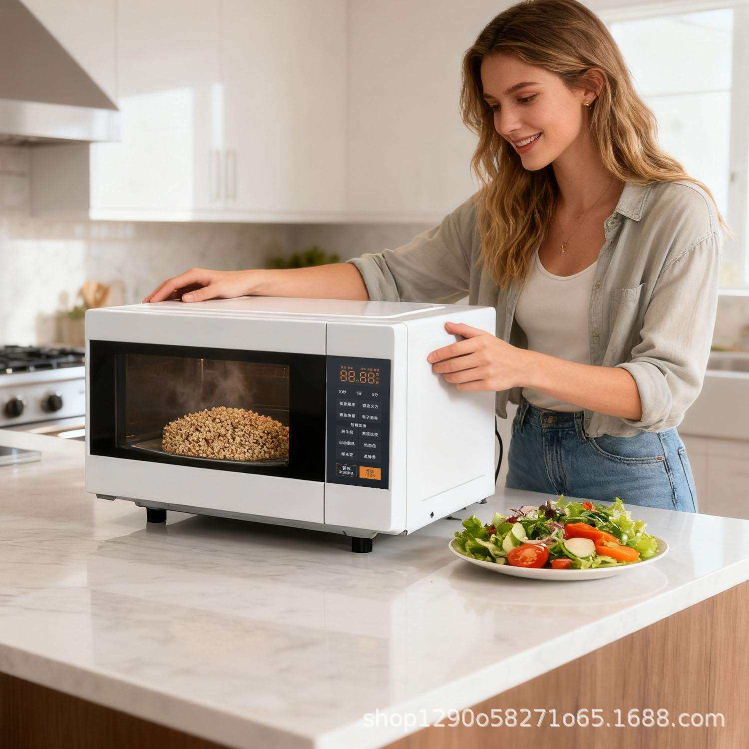 转盘式微波炉20L触摸式2-3人全自动多功能烤箱微波炉一体机
