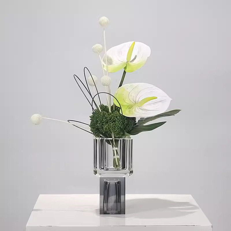 简约现代轻奢水晶仿真花艺摆件