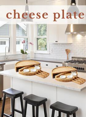 12.48英寸奶酪切面板和盘子套装竹木制成用于娱乐和食用派对