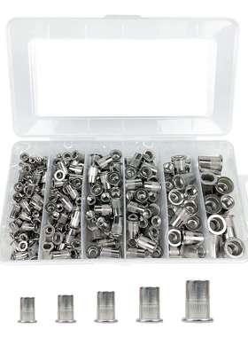 228PCS盒装 英制5种尺寸 304不锈钢螺纹铆钉螺母组合套件