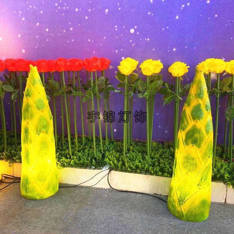 发光竹笋玫瑰花庭院树桩仿真竹子树LED草坪花园景观灯