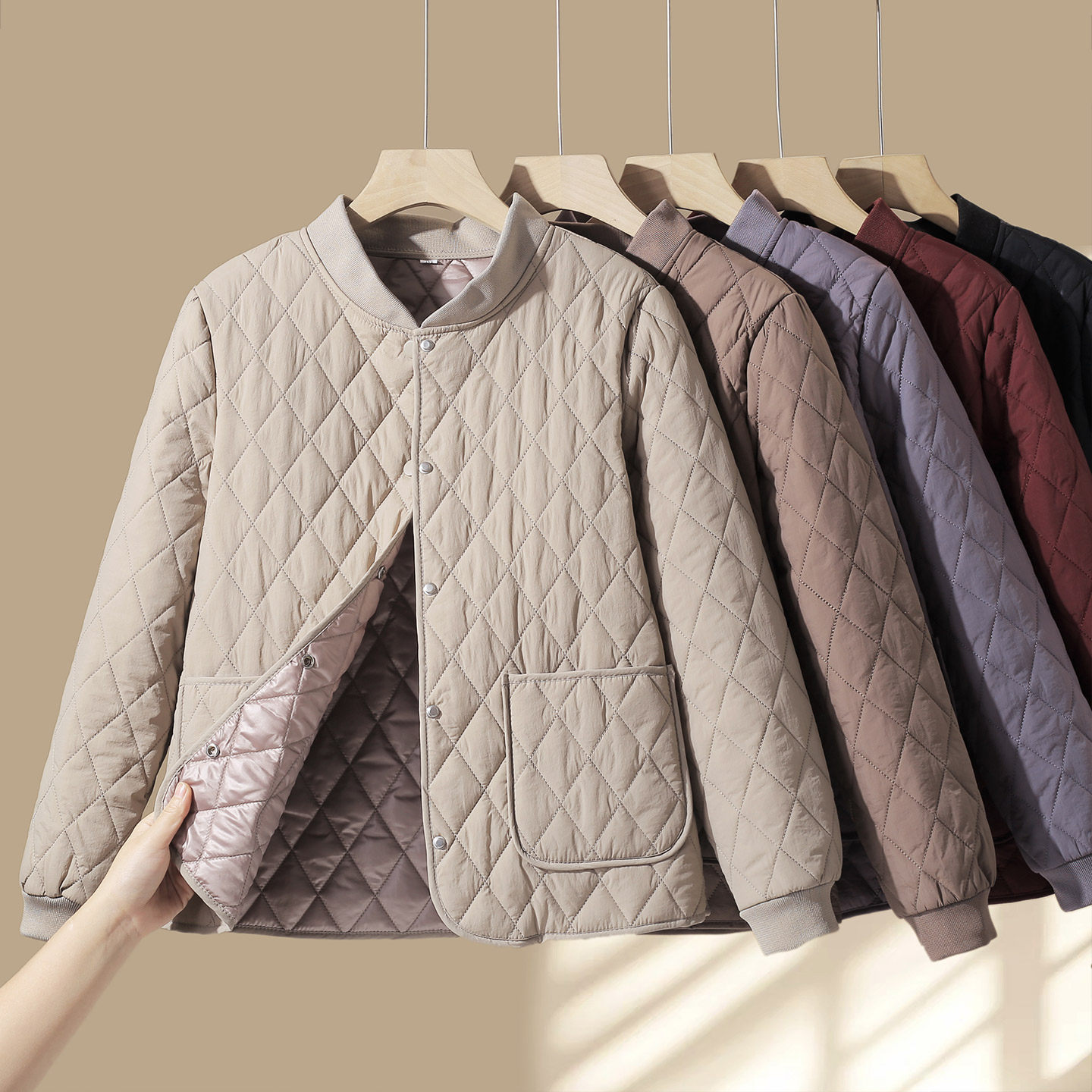 轻薄棉衣女士春秋外套内搭防风防寒中老年妈妈棉服立领小棉袄冬季