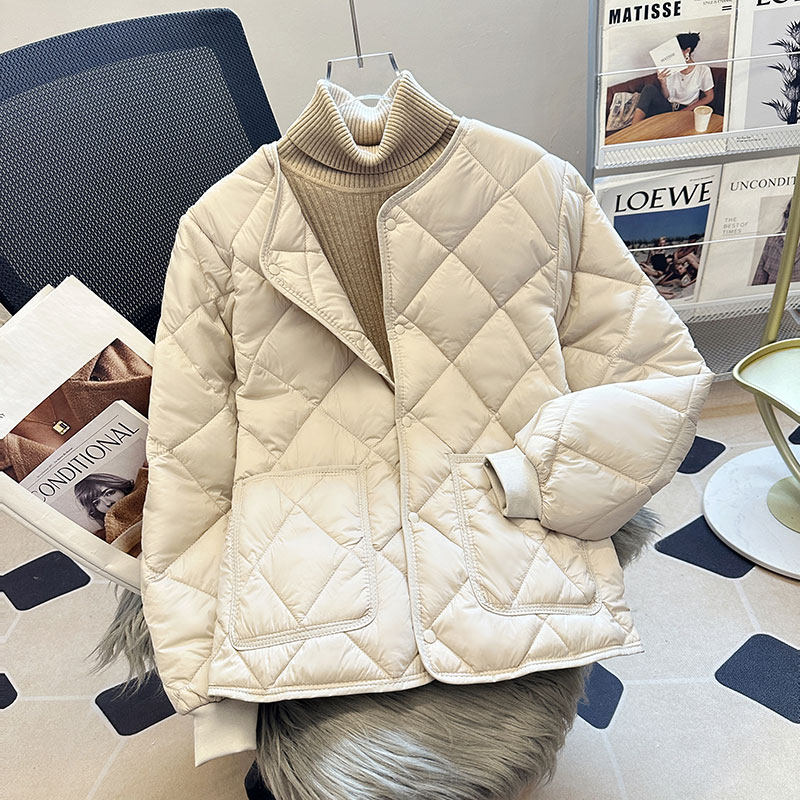 2025新款内穿小棉袄女秋冬韩版菱格学生宽松大码羽绒棉服内胆棉衣