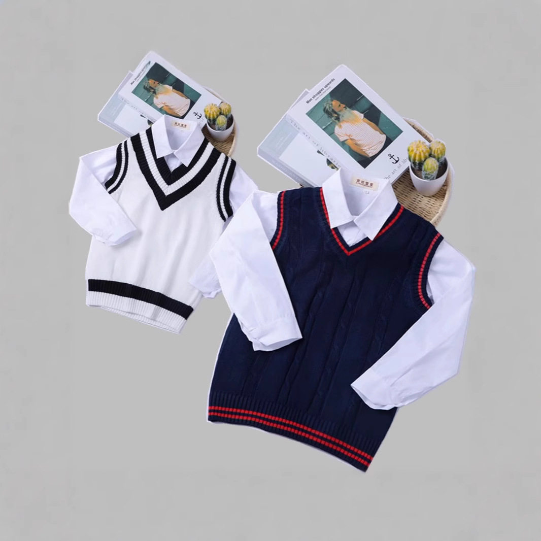 男女童毛衣背心马甲针织衫中大儿童坎肩纯棉衬衫中短袖长袖