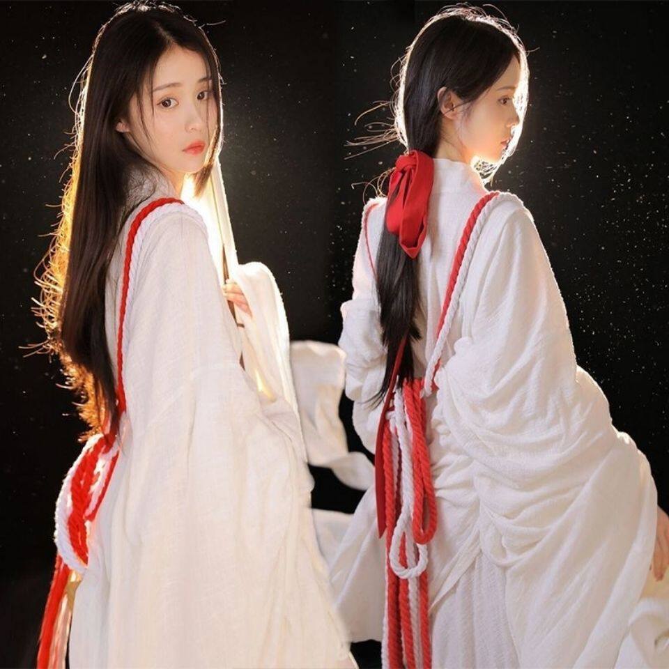 汉服女魏晋风超仙大袖棉麻古装
