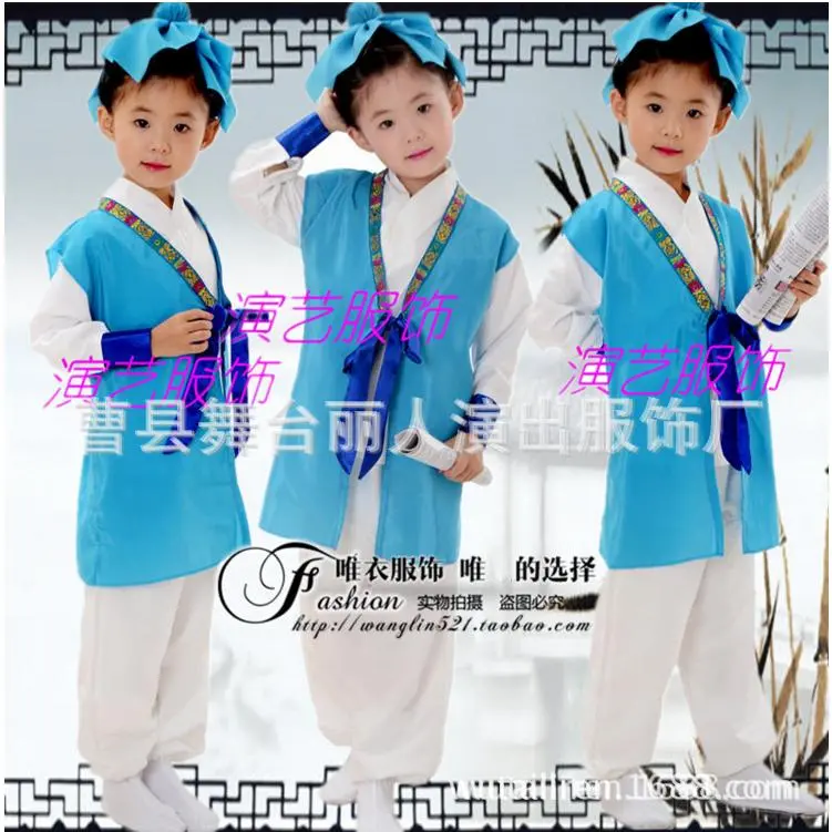 儿童古装书童服汉服国学三字经