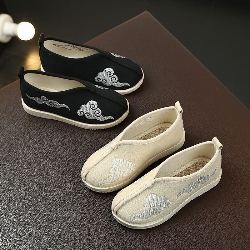 汉服靴子男童古装绣花鞋宝宝中童鞋古风老北京布鞋国学服鞋子