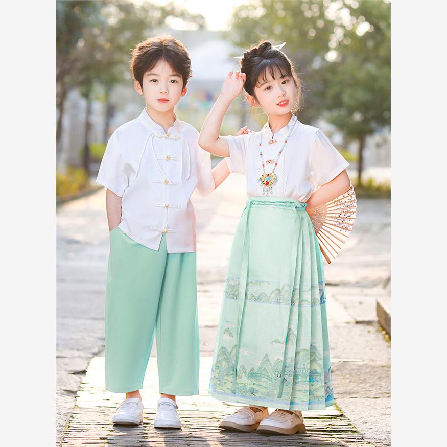 中国风服装马面裙套装男