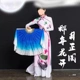 宝蓝色舞蹈扇子双面女加长渐变广场跳舞表演秧歌演出仿真丝大扇子