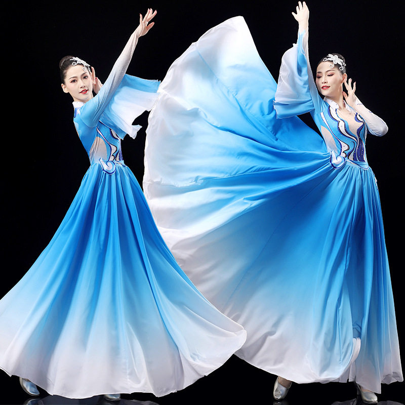 开场舞大摆裙演出服女中绽放舞蹈