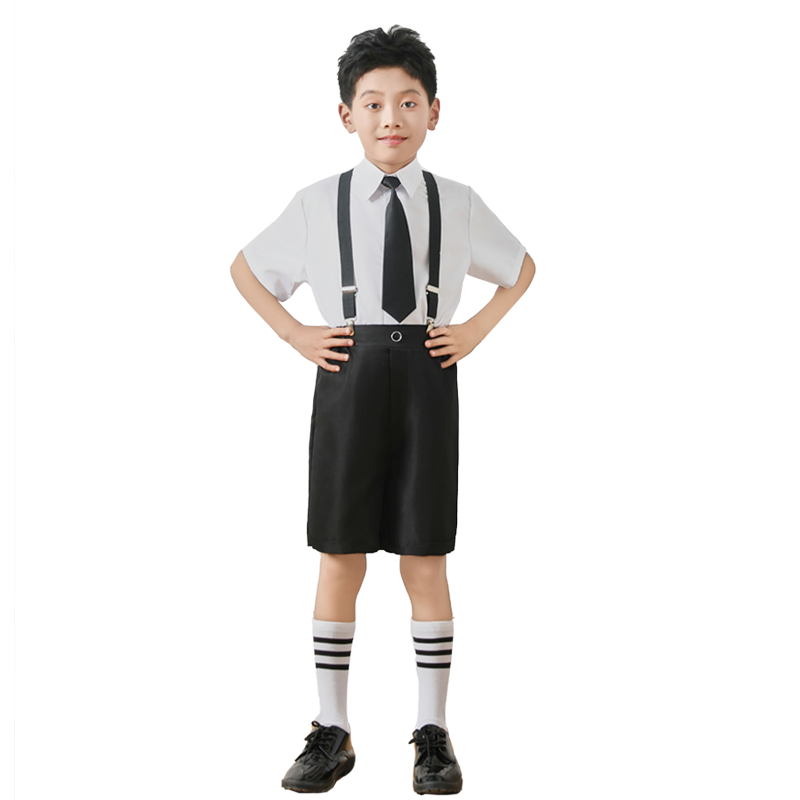 男童礼服夏季套装六一儿童演出背带裤钢琴幼儿园毕业照合唱表演服