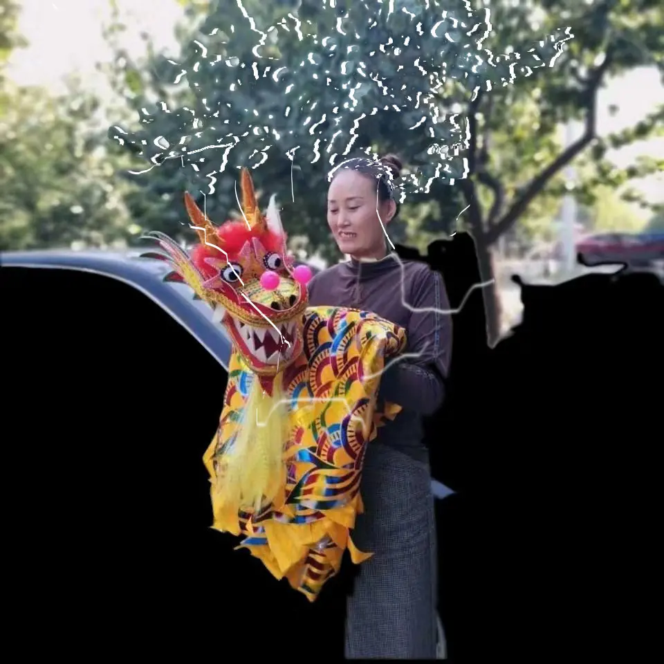 广场健身甩龙舞龙彩带甩彩龙彩条