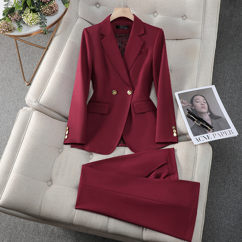 红色西装外套女春秋职业装气质年会主持人正装西服套装工作服高端