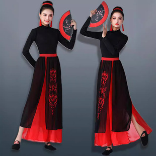 儿童舞蹈服古典舞演出服古装汉服中舞蹈服扇子舞长袖裙子冬季