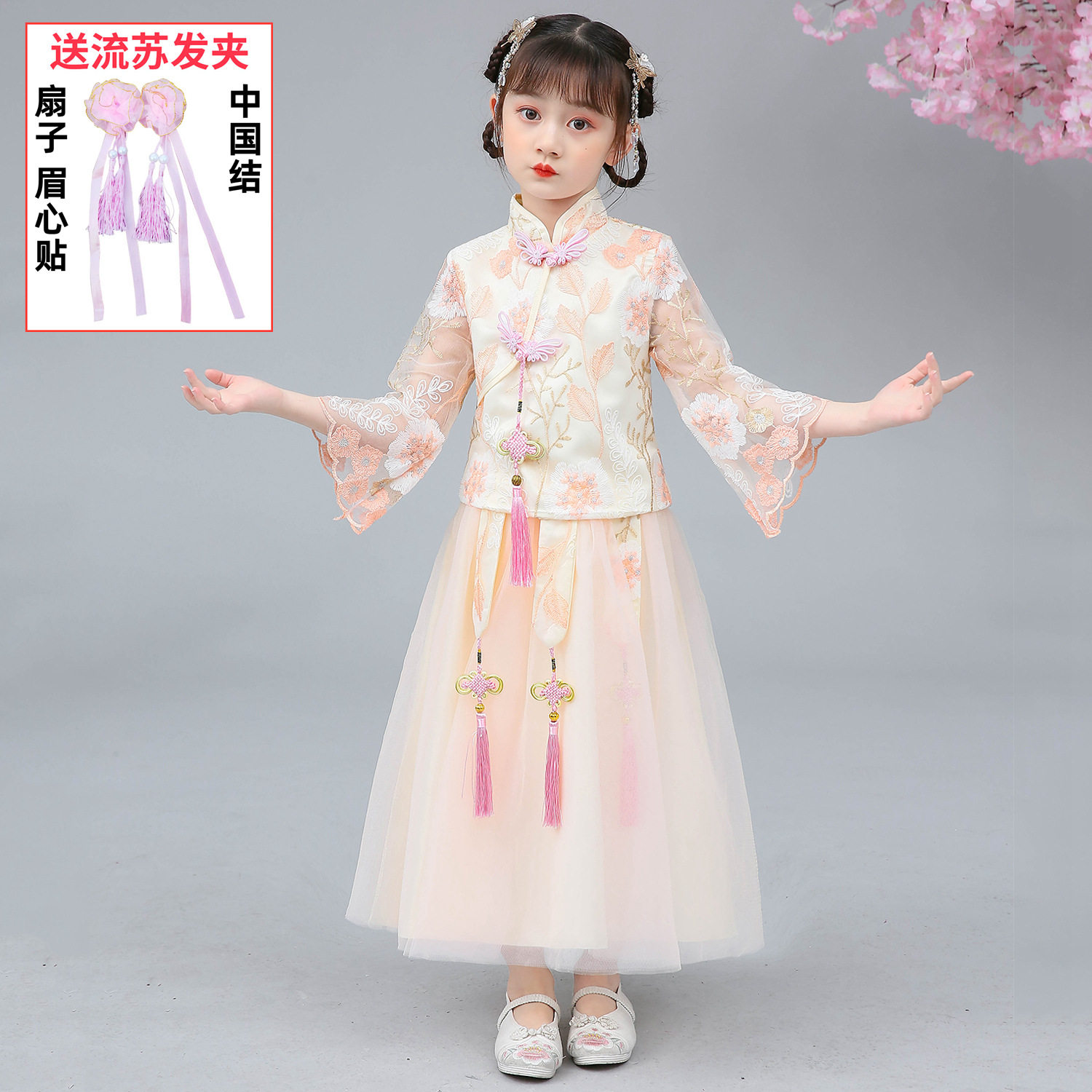 儿童汉服唐装古装女童连衣裙旗袍
