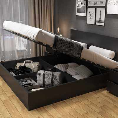 高箱储物床实木现代简约卧室收纳双人床北欧风定做气压床榻榻米床