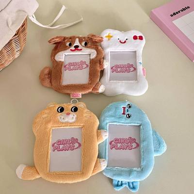 少女玩心小猫小狗组合毛绒卡套情侣拍立得照片追星小卡展示挂件