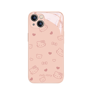 hellokitty凯蒂猫手机壳适用苹果15新款iPhone14卡通13promax少女心12创意11套15plus玻璃x粉色xr小众xs女生8