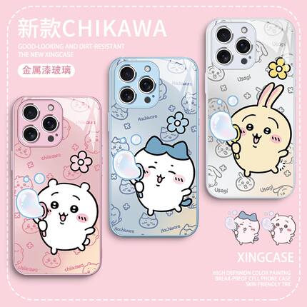 适用chiikawa苹果16手机壳吉伊卡哇iPhone15新款14promax卡通13乌萨奇12mini高级感11可爱8plus小八7玻璃xr套