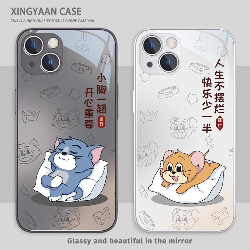 苹果情侣卡通猫和老鼠手机壳