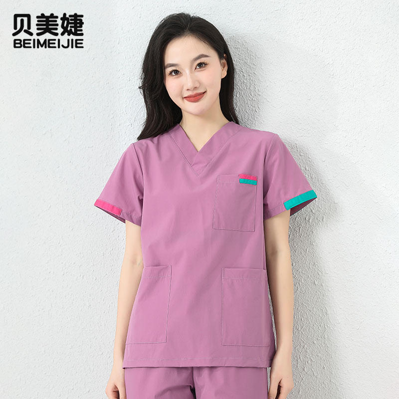 洗手衣女短袖刷手服弹力速干美容院医护手术衣护士口腔医生工作服