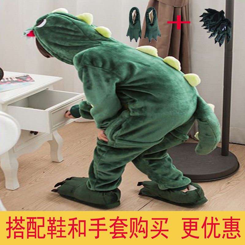小恐龙连体睡衣儿童动物服卡通衣服男女宝宝大人情侣亲子演出服装