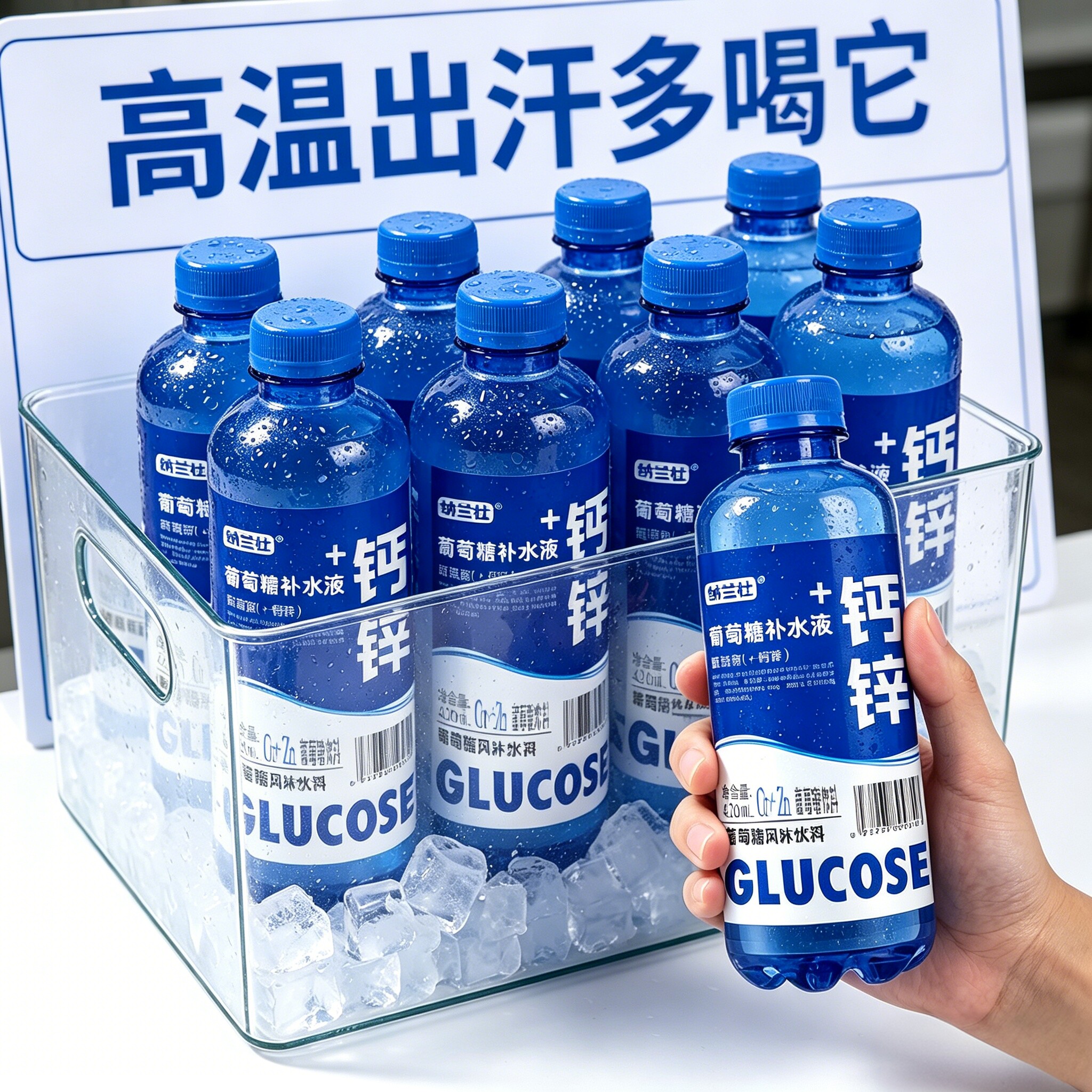 【整箱12瓶】葡萄糖补水液420ml*12瓶整箱钙锌微元素补充水分体力