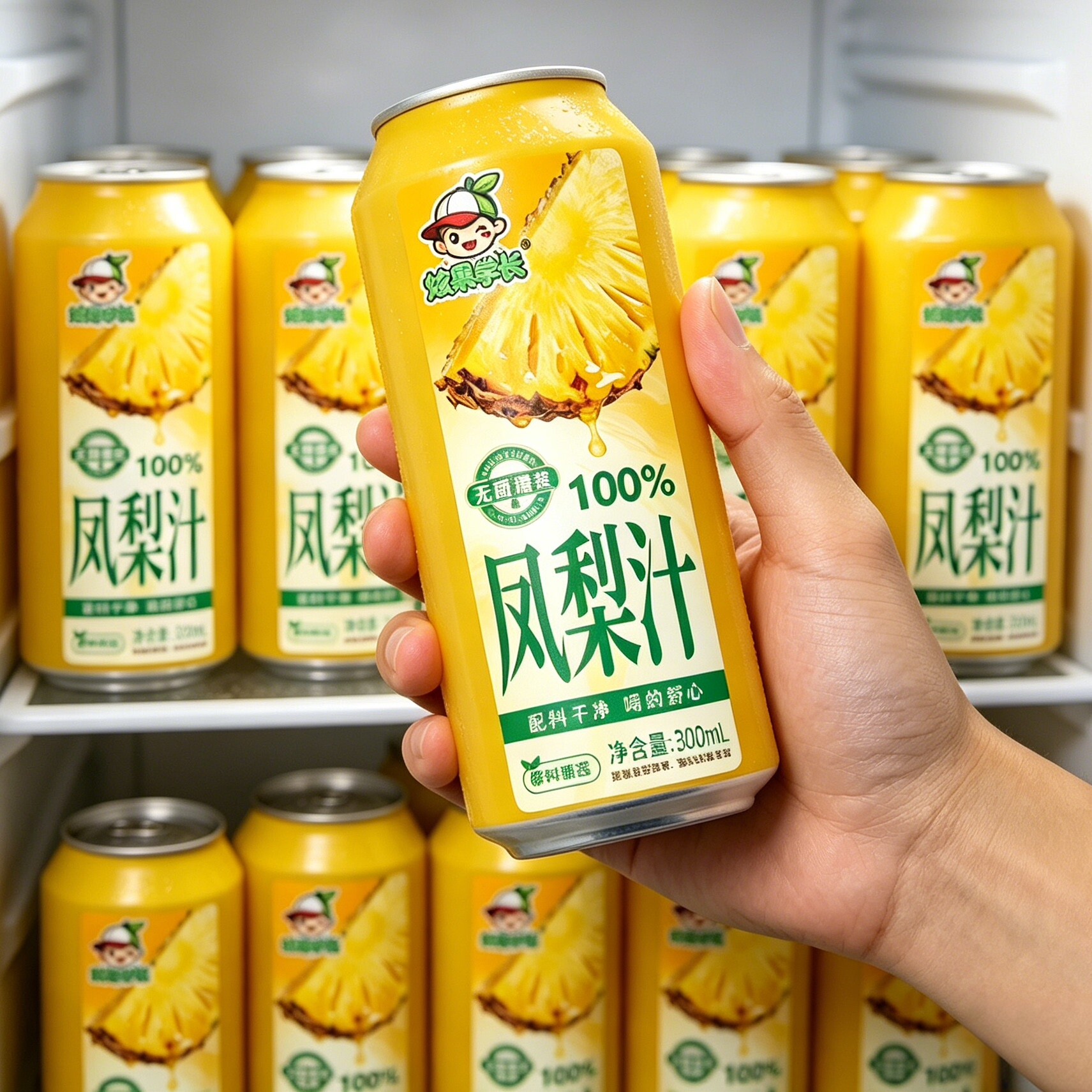 【买一送一】100%凤梨汁整箱300ml*16瓶VC果汁饮料0添加配料干净