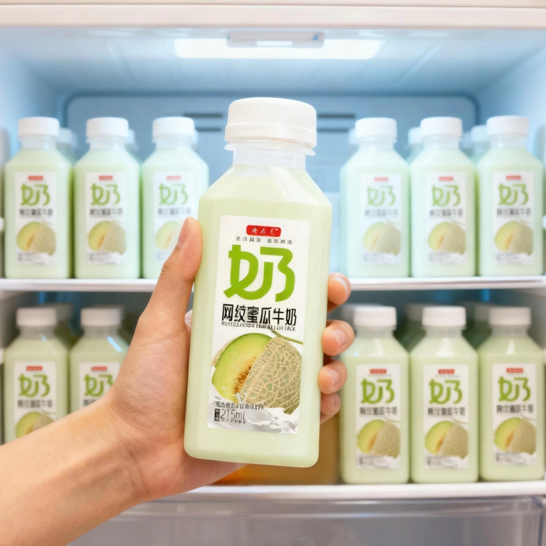网纹蜜瓜牛奶215ml*24瓶整箱0脂肪哈密瓜牛奶早晨代餐饱腹新日期